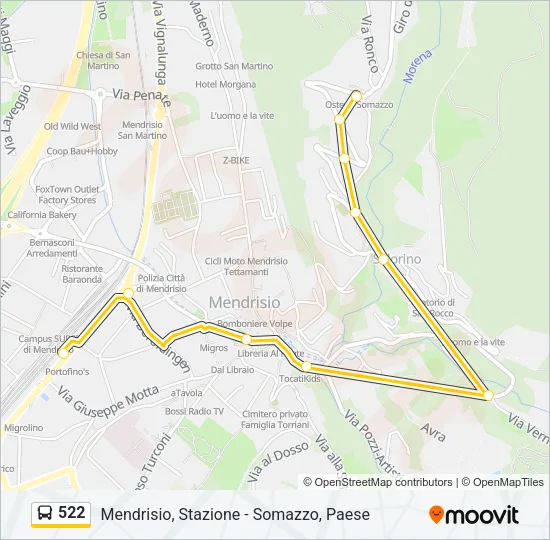 522 Bus Line Map