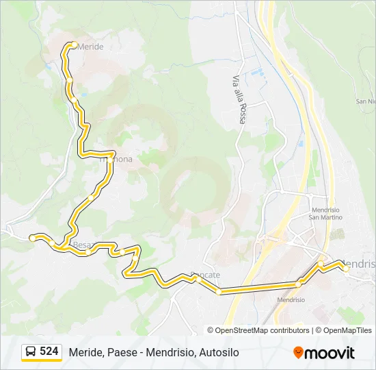 Percorso linea bus 524