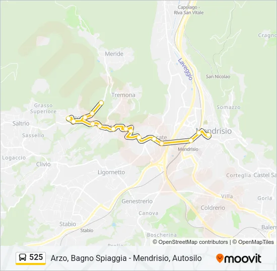 Percorso linea bus 525
