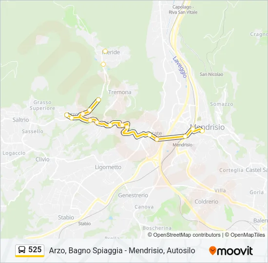 Percorso linea bus 525