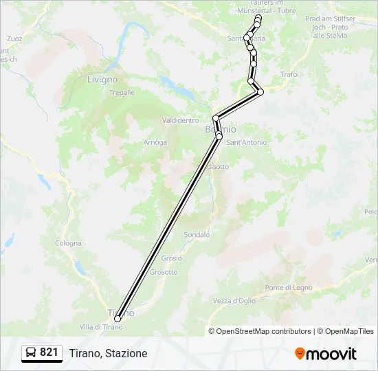 Percorso linea bus 821
