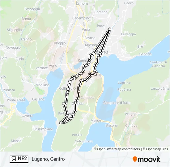 NE2 Bus Line Map