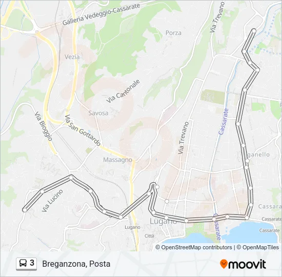 Percorso linea bus 3