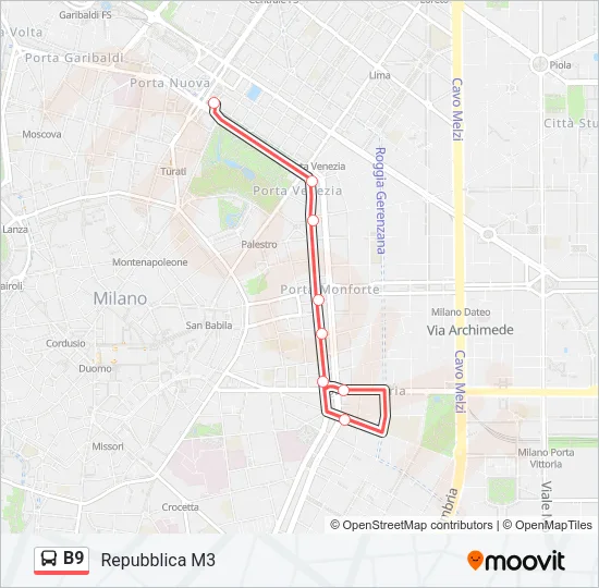 B9 Bus Line Map