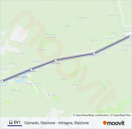 EV1 Bus Line Map