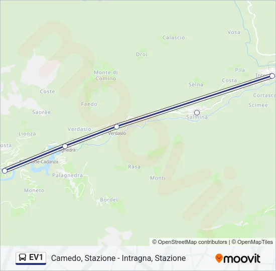 EV1 Bus Line Map