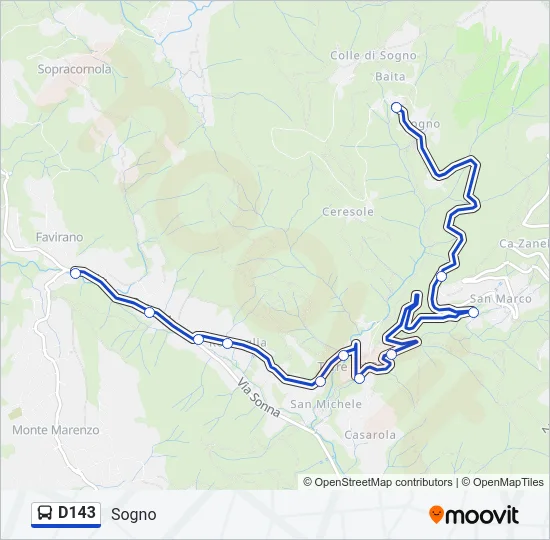 D143 Bus Line Map