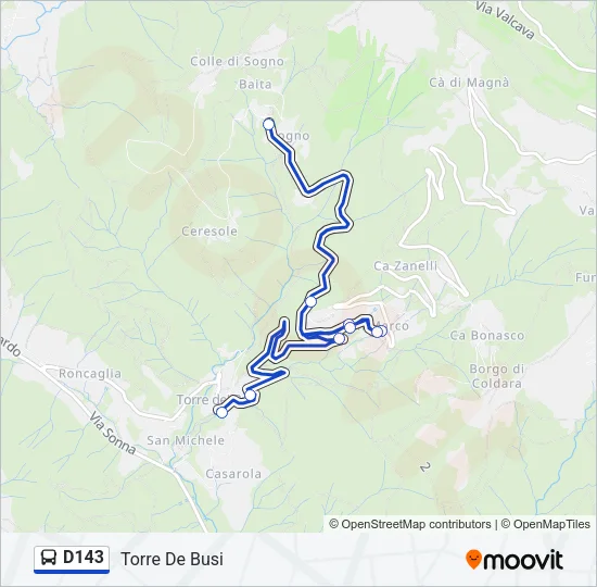 D143 Bus Line Map