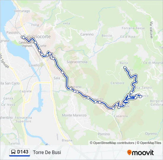 D143 Bus Line Map