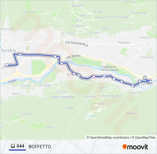 044 Bus Line Map
