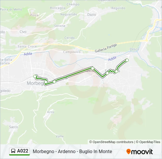 A022 Bus Line Map