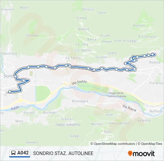 Percorso linea bus A042