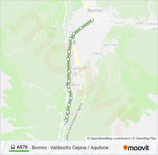 Percorso linea bus A076