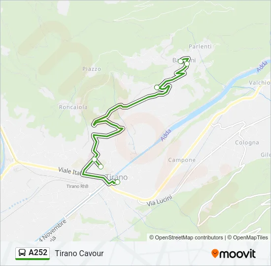 Percorso linea bus A252