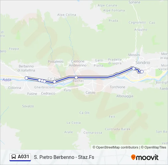 A031 Bus Line Map