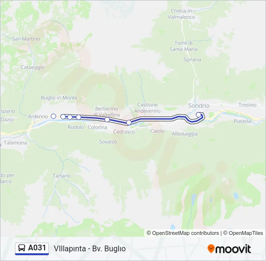 Percorso linea bus A031