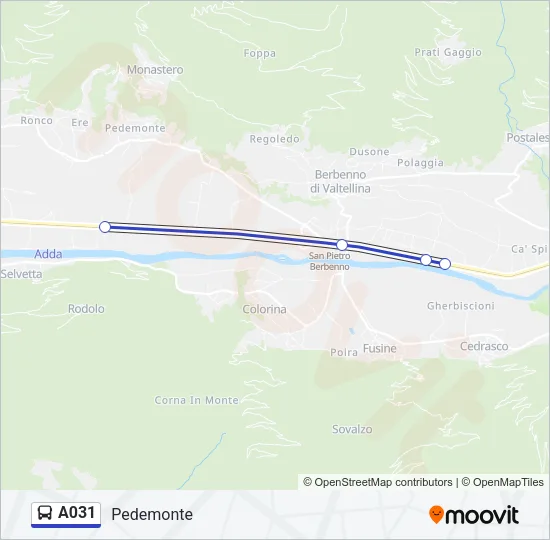 Percorso linea bus A031