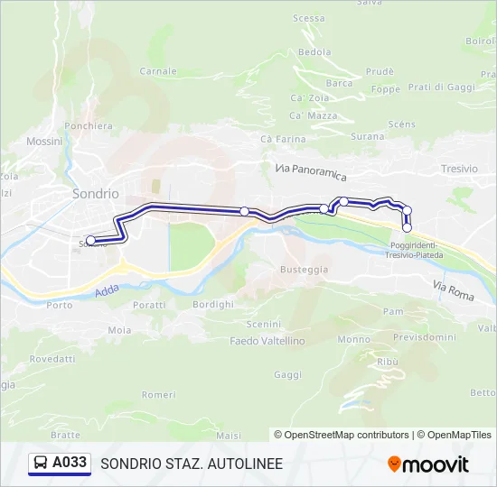 A033 Bus Line Map