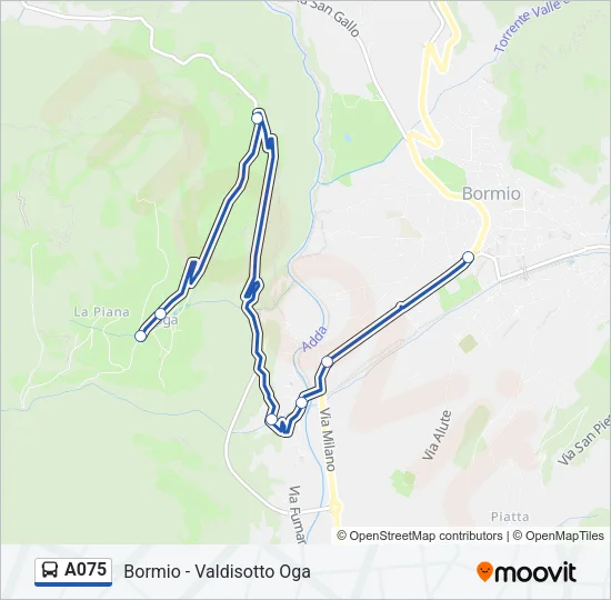 Percorso linea bus A075