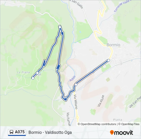 Percorso linea bus A075