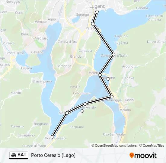 Percorso linea navigazione BAT
