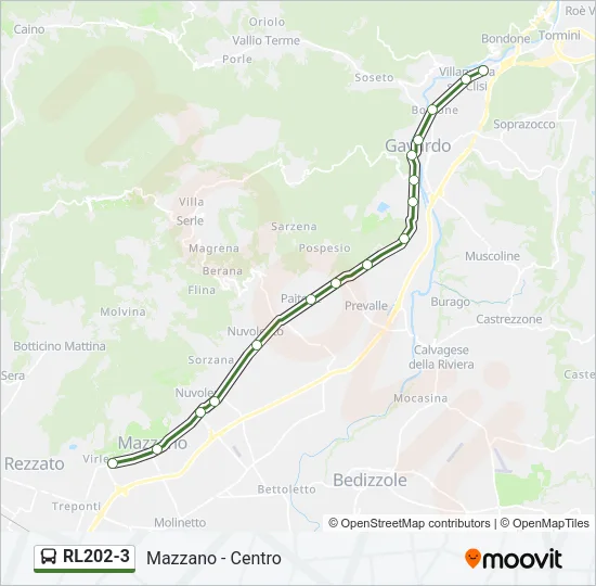 Percorso linea bus RL202-3