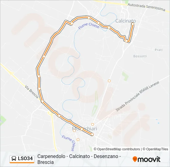 Percorso linea bus LSO34
