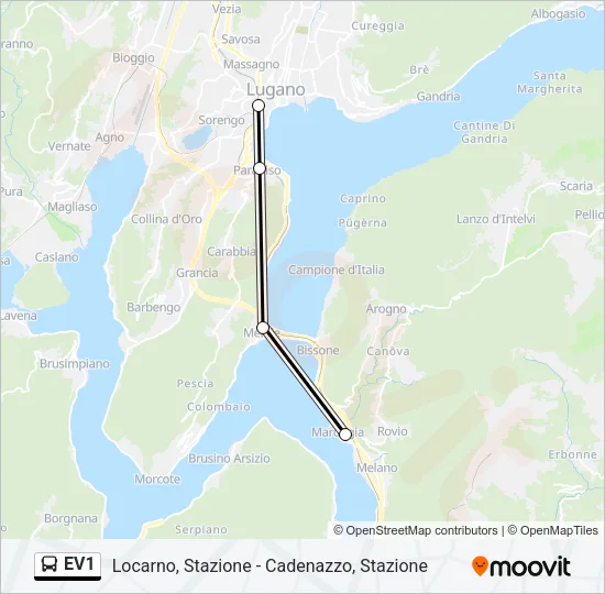 EV1 Bus Line Map