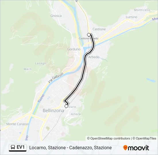 EV1 Bus Line Map