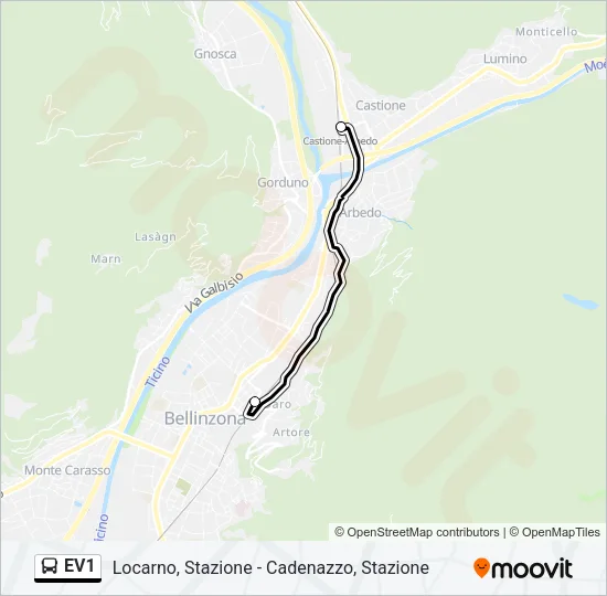 Percorso linea bus EV1