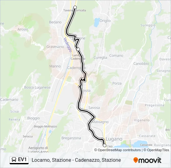 EV1 Bus Line Map