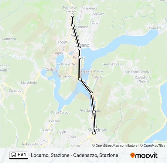EV1 Bus Line Map
