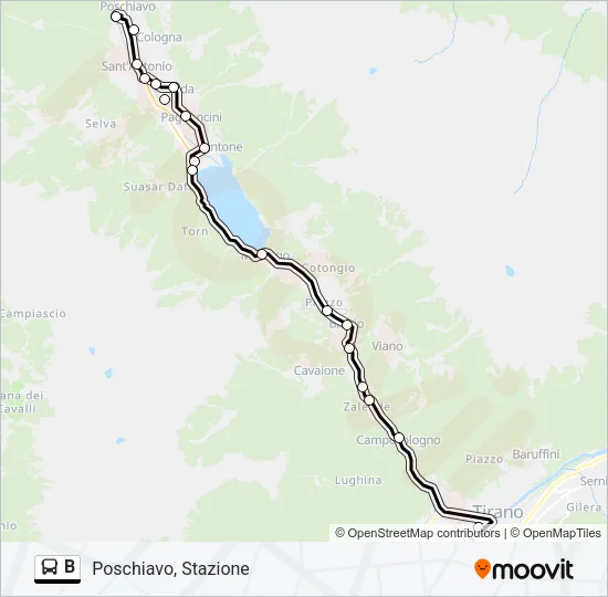 B Bus Line Map