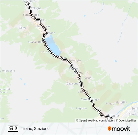 B Bus Line Map