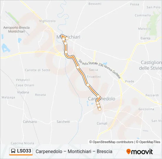 Percorso linea bus LSO33