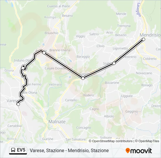 EV5 Bus Line Map