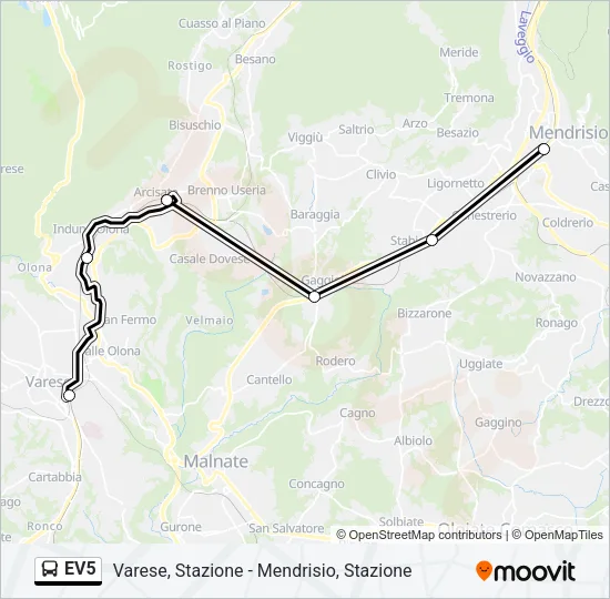 EV5 Bus Line Map