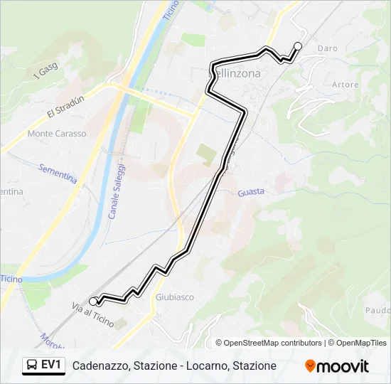 Percorso linea bus EV1