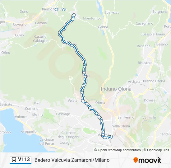 Percorso linea bus V113