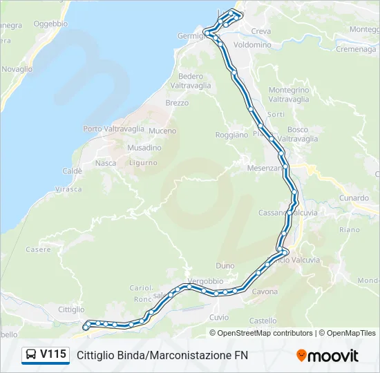 Percorso linea bus V115