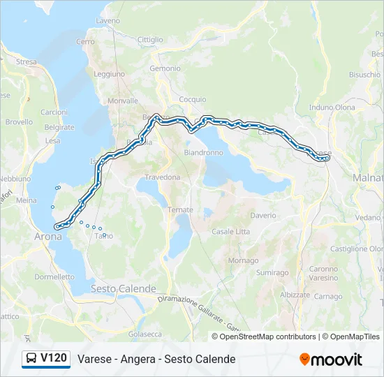 Percorso linea bus V120