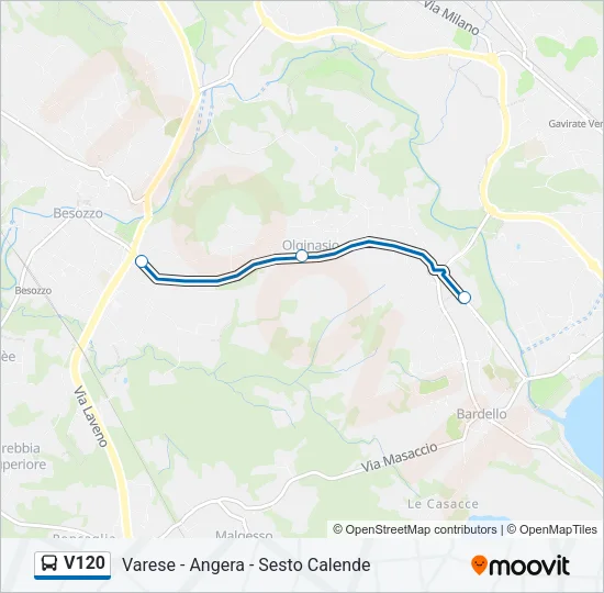 Percorso linea bus V120
