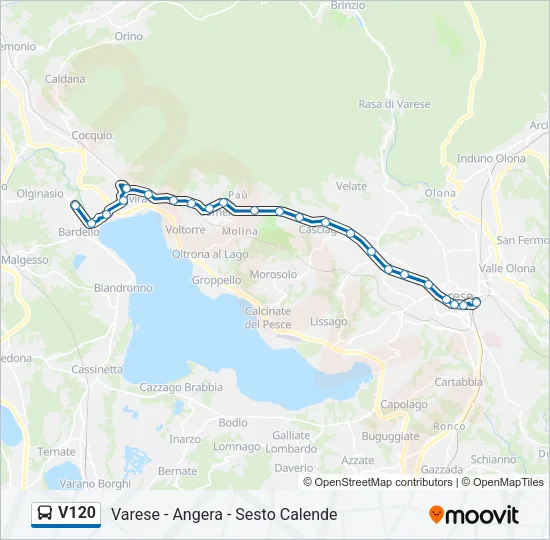 Percorso linea bus V120