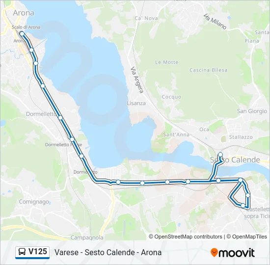 Percorso linea bus V125