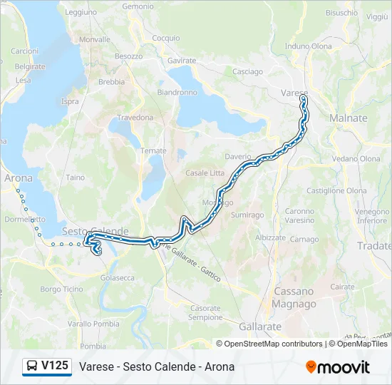V125 Bus Line Map