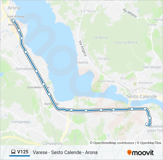 V125 Bus Line Map