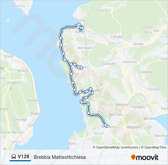 V128 Bus Line Map