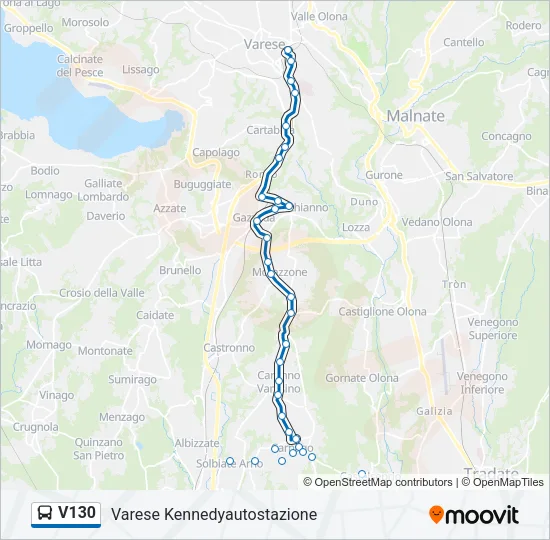 Percorso linea bus V130