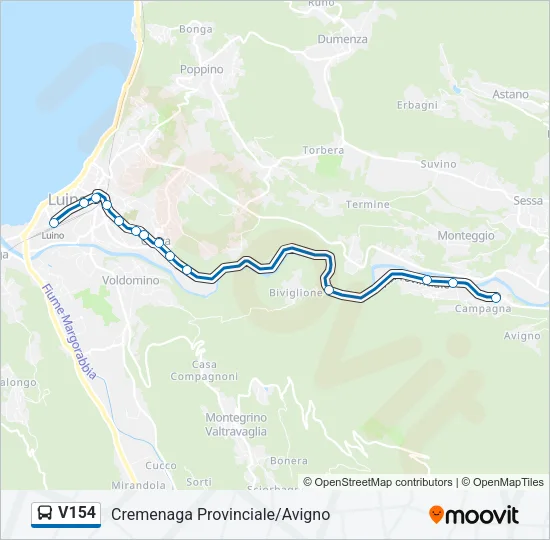 V154 Bus Line Map