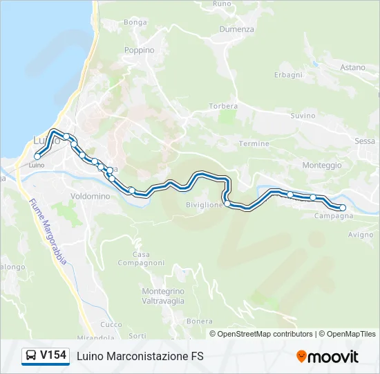 Percorso linea bus V154